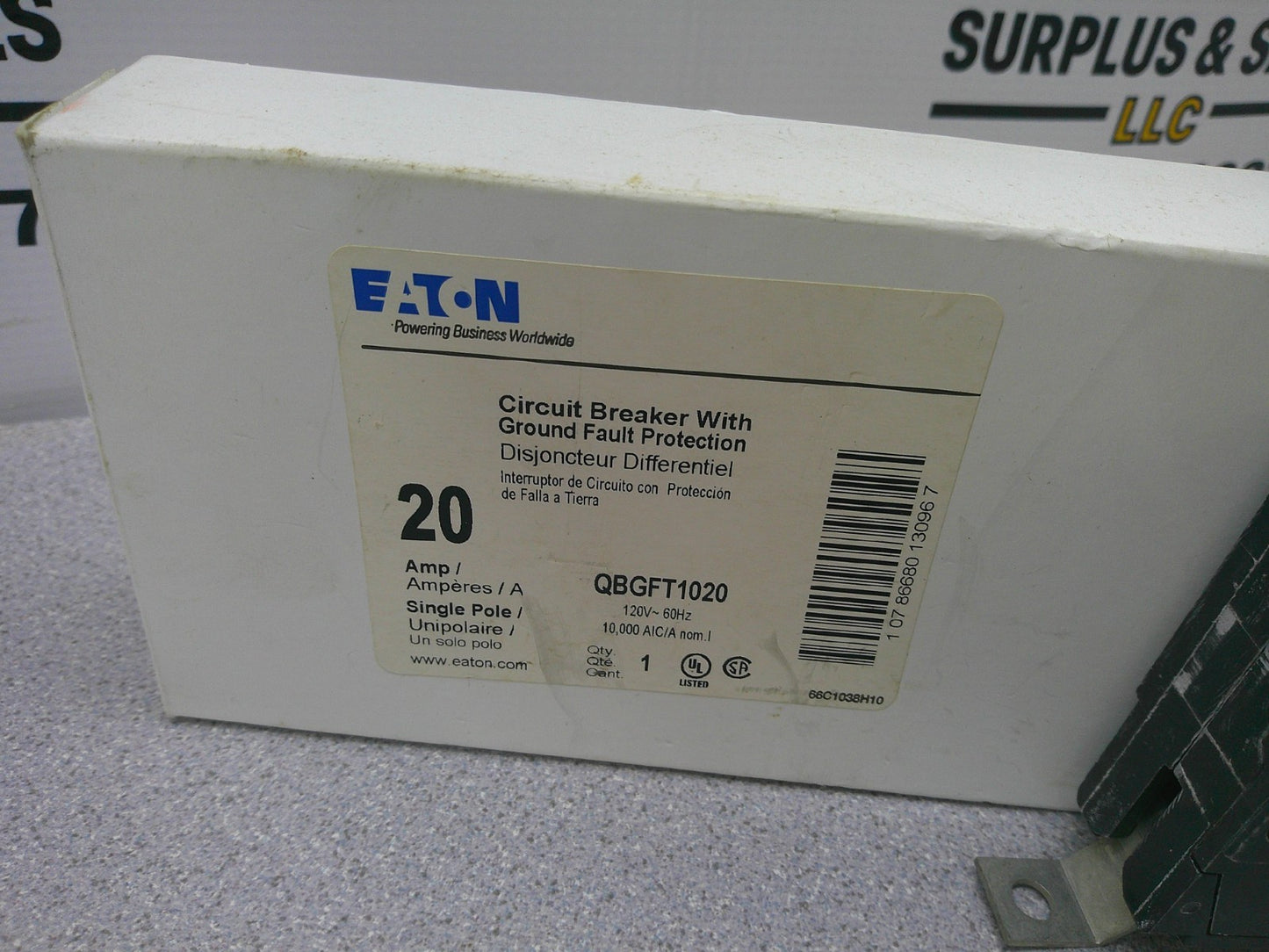 CUTLER-HAMMER GFCI QBGFT CIRCUIT BREAKER QBGFT1020 20AMP 120VOLT 1POLE NIB