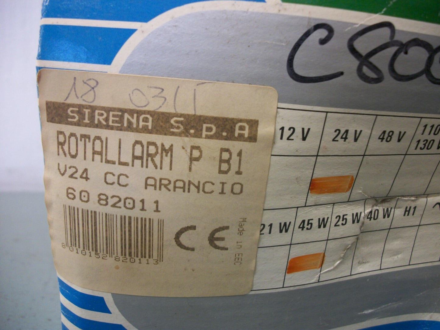 SIRENA ROTALLARM P B1 FLASHING ROTATING AMBER STROBE LIGHT 60 82011 24VOLT NIB