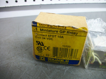 SQUARE D 4PDT MINI GP RELAY 8501RSD44V53 24VCOIL 10AMP NIB