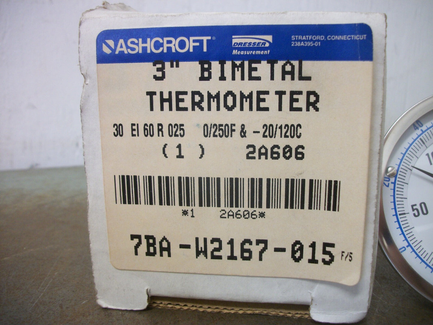 ASHCROFT 3" BIMETAL THERMOMETER 30 EI 60 R 025 0-250F NIB