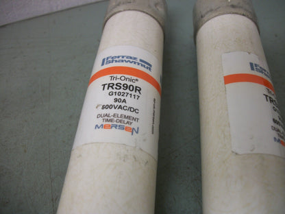 FERRAZ-SHAWMUT LOT OF 2 TRI-ONIC FUSES TRS90R 90AMP 600VOLT
