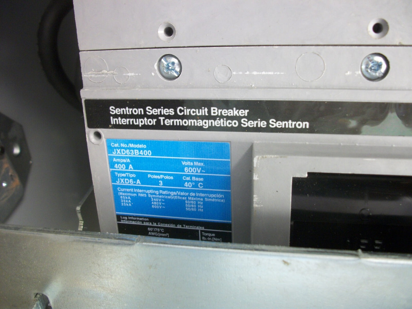 SIEMENS SENTRON CIRCUIT BREAKER BUS PLUG SLJC304000G 400AMP 600VOLT 3PH 3W