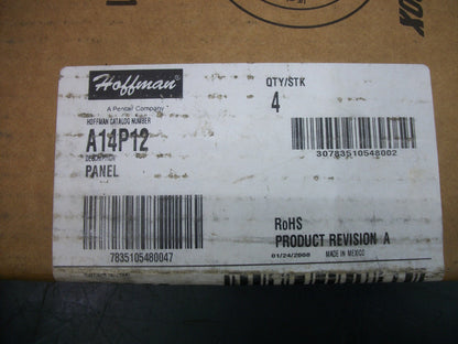 HOFFMAN BOX OF 4 14 X 12 ENCLOSURE PANEL BACKPLATES A14P12 NIB