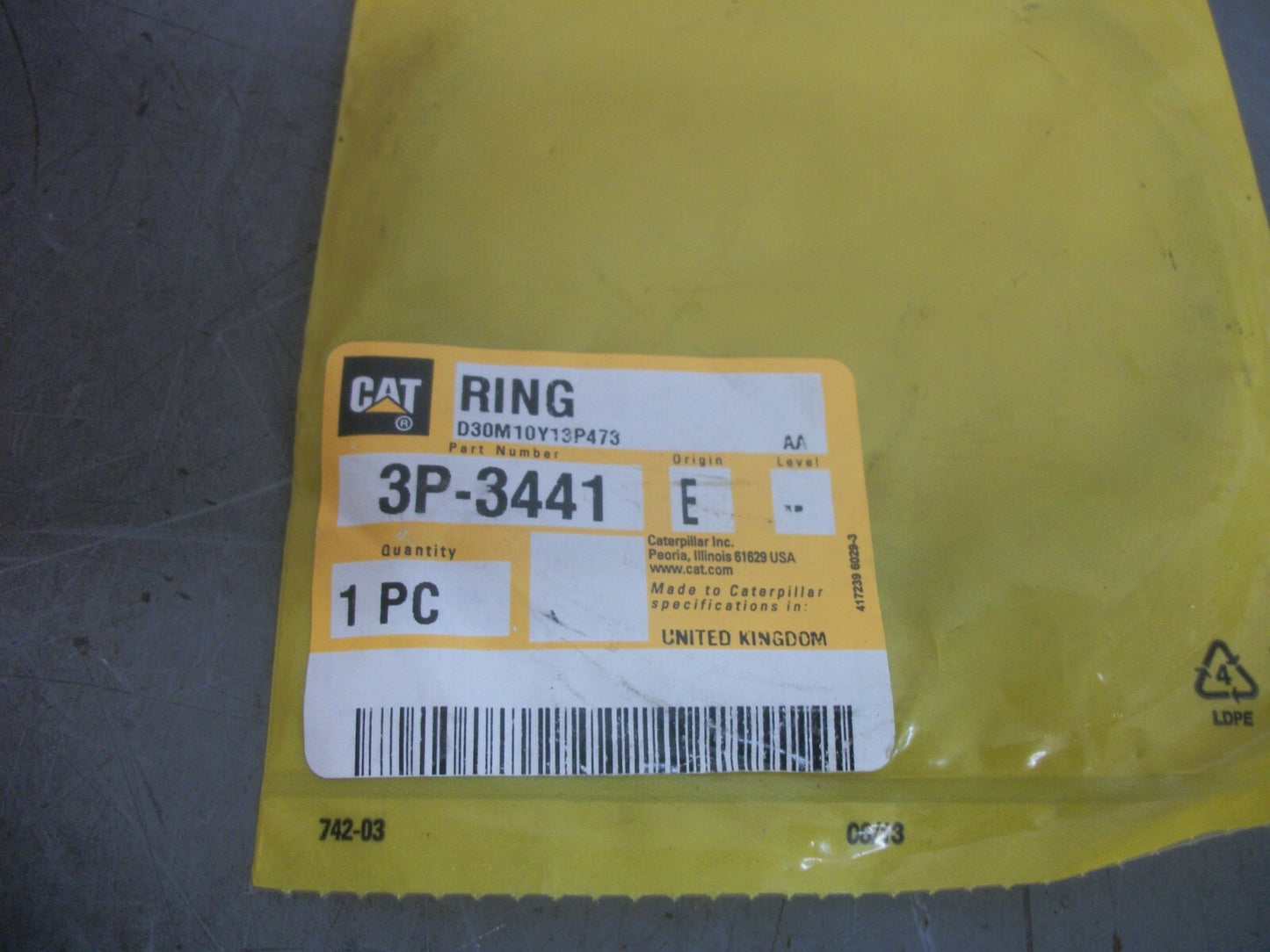 CAT RETAINING RING 3P-3441 NEW