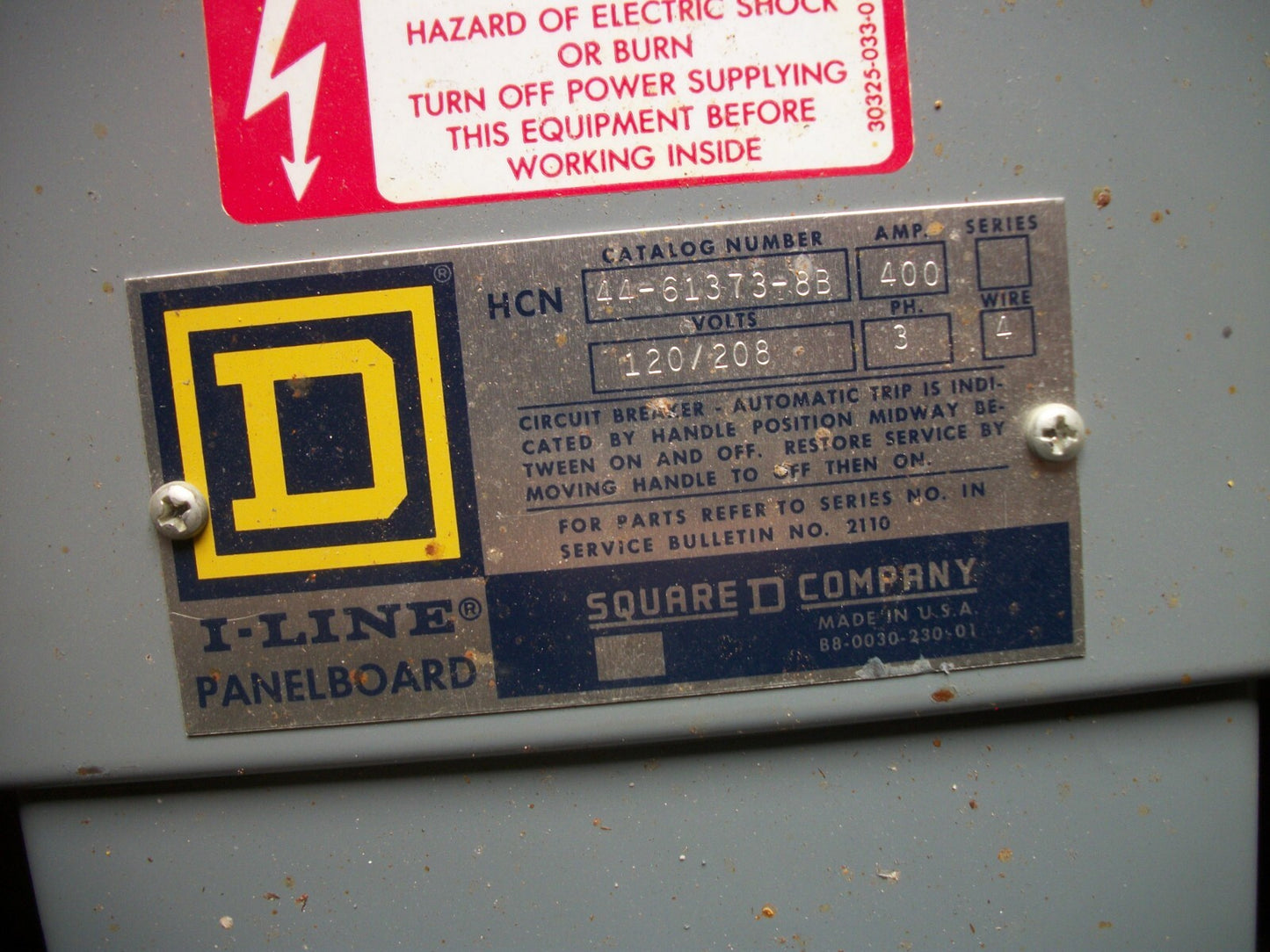 SQUARE D HCN I-LINE LOAD CENTER PANELBOARD HCN44-61373-8B 400A 120/208V W/REMOTE