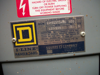 SQUARE D HCN I-LINE LOAD CENTER PANELBOARD HCN44-61373-8B 400A 120/208V W/REMOTE