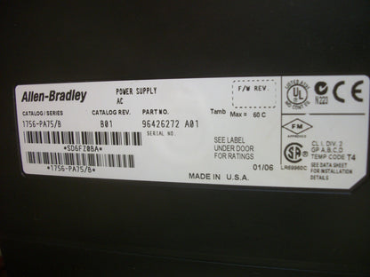 ALLEN-BRADLEY 17-SLOT PLC RACK CHASSIS 1756-A17 W/1756-PA75/B