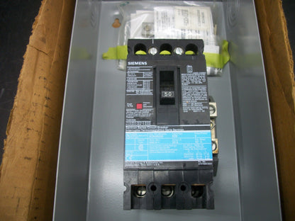 SIEMENS SENTRON ED63B050 ENCL CIRCUIT BREAKER E1SED63B050 50AMP 600VOLT 3P NIB