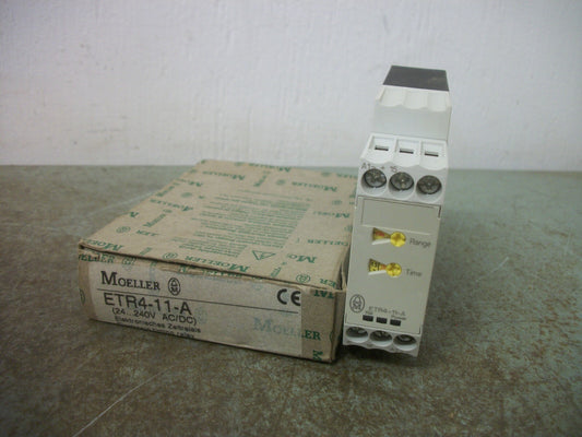 KLOCKNER-MOELLER ELECTRONIC TIMING RELAY ETR4-11-A 0.05S-100H 24-240VOLT NIB