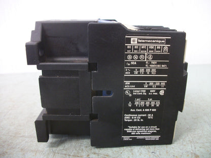 TELEMECANIQUE CONTACTOR LC1D3210U7 50AMP 240VCOIL 3PH 600V 30HP