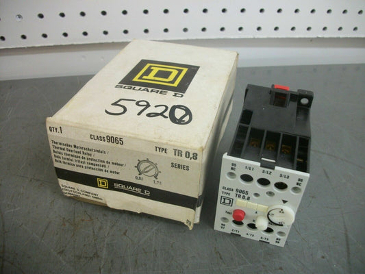 SQUARE D THERMAL OVERLOAD RELAY 9065TR0,8 0.8-1.2AMP NIB