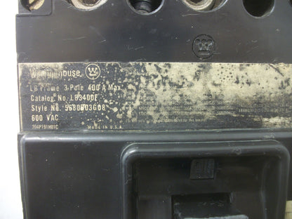 WESTINGHOUSE LB CIRCUIT BREAKER LB3400F 400AMP 600VOLT 3POLE W/350A TRIP & AUX