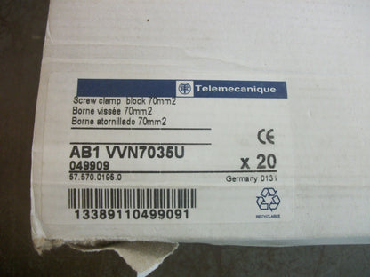 TELEMECANIQUE BOX OF 17 70mm2 SCREW CLAMP TERMINAL BLOCKS AB1VVN7035U NIB