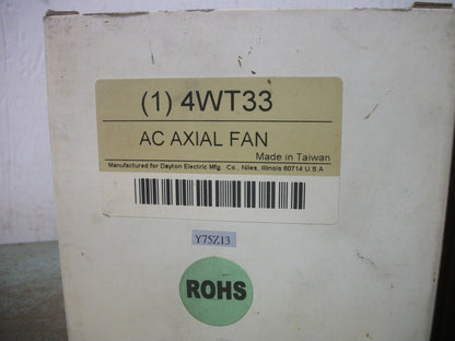 DAYTON AC AXIAL FAN 4WT33 230VOLT 105CFM 2900RPM NIB