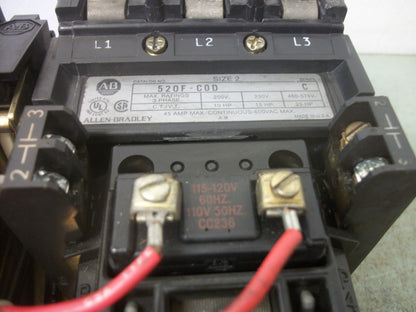 ALLEN-BRADLEY TWO-SPEED SIZE 2 MOTOR STARTER 520F-COD 120VCOIL 3PH 600V 25HP