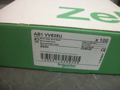 TELEMECANIQUE BOX OF 100 6mm2 SCREW CLAMP BLOCKS AB1VV635U NIB