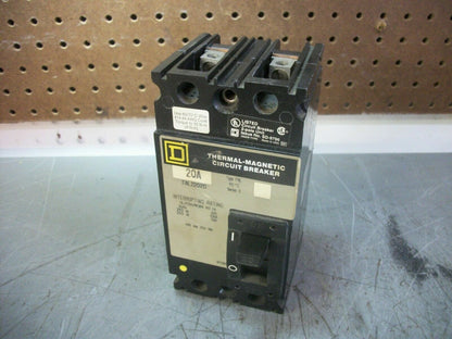 SQUARE D FAL CIRCUIT BREAKER FAL22020 20AMP 240VOLT 2POLE GRAY