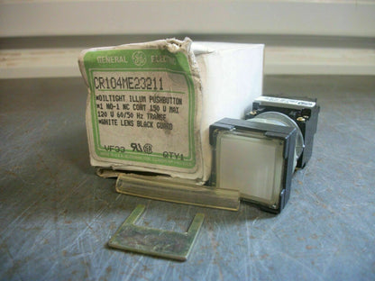 GE WHITE TRANSPARENT OILTIGHT ILLUMINATED PUSHBUTTON CR104ME23211 120VOLT *NIB*