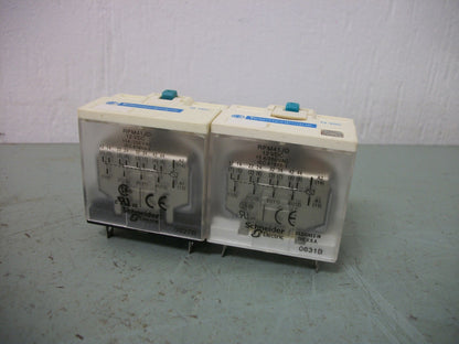 TELEMECANIQUE LOT OF 2 4PDT PLUG IN RELAYS RPM41JD 12VCOIL 15AMP