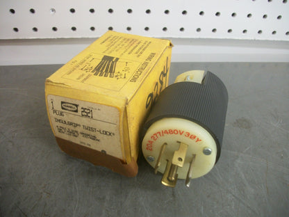 HUBBELL INSULGRIP TWIST-LOCK PLUG HBL2521 20AMP 277/480VOLT 3PH 4POLE 5W NIB