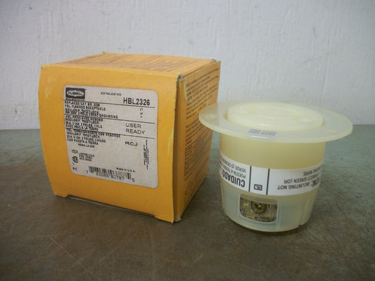 HUBBELL TWIST-LOCK FLANGED RECEPTACLE HBL2326 20AMP 250VOLT 2P 3W GRND NIB