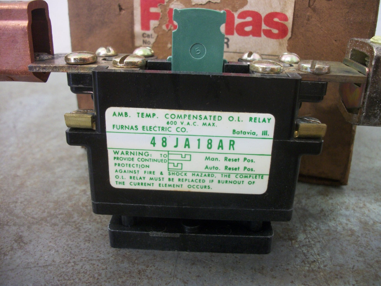FURNAS TEMPERATURE COMPENSATED OVERLOAD RELAY FOR SIZE 4 48JA18AR NIB