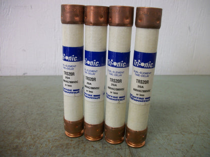 FERRAZ-SHAWMUT LOT OF 4 TRI-ONIC FUSES TRS20R 20AMP 600VOLT