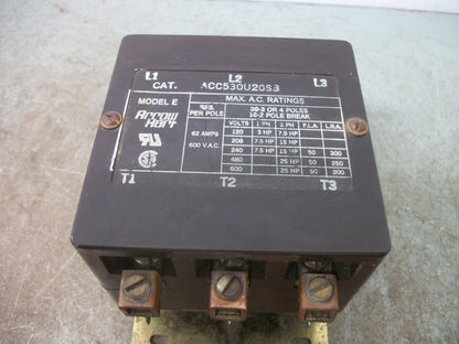ARROW HART CONTACTOR ACC530U20S3 62AMP 120VCOIL 3PH 600V 25HP