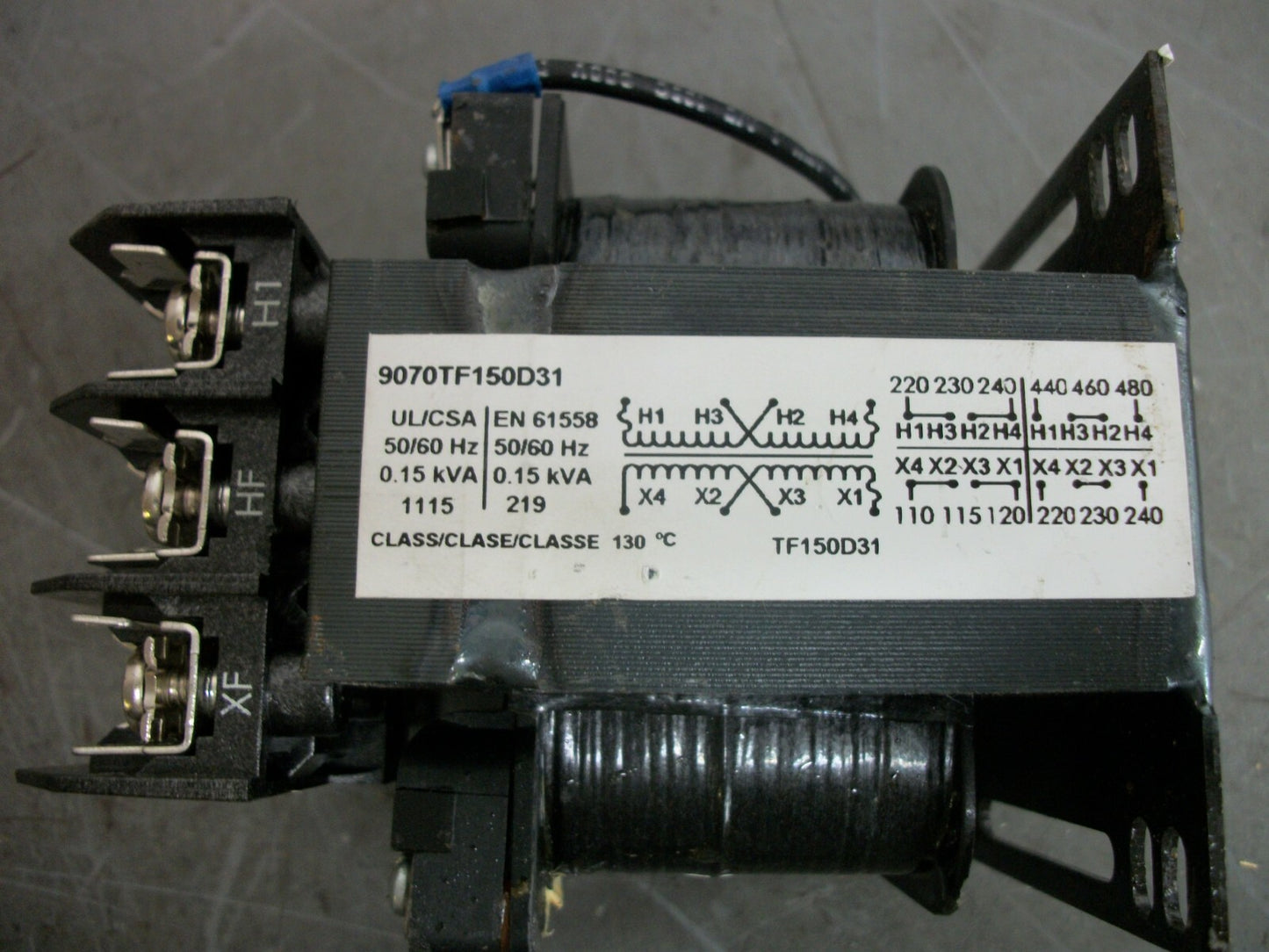 SQUARE D 0.15KVA 1PH TRANSFORMER 9070TF150D31 HV 220X480 LV 110/240