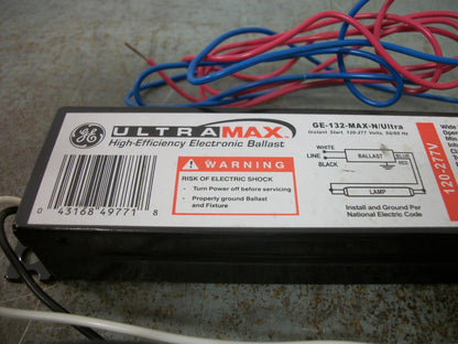 GE ULTRA MAX HIGH EFF ELECTRONIC BALLAST GE-132-MAX-N/ULTRA 120-277VOLT NOB