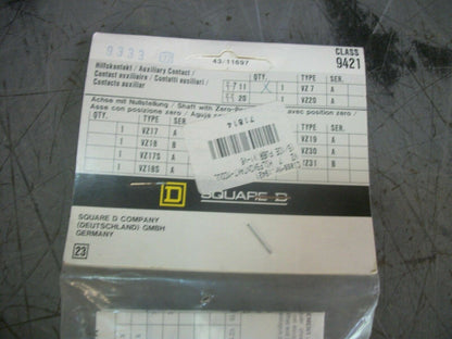 SQUARE D AUXILIARY CONTACT 9421VZ7 NEW