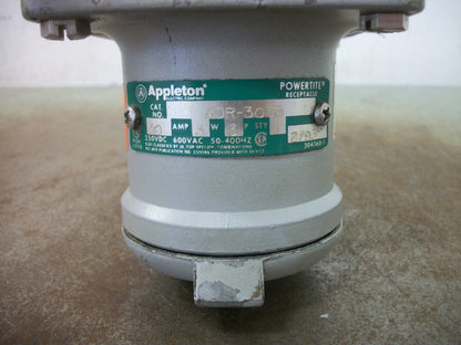APPLETON POWERTITE PLUG & SLEEVE RECEPTACLE ADR-3033 30AMP 600VOLT 3PH 3W