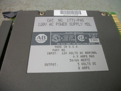 ALLEN-BRADLEY 120V AC POWER SUPPLY MODULE 1771-P4S