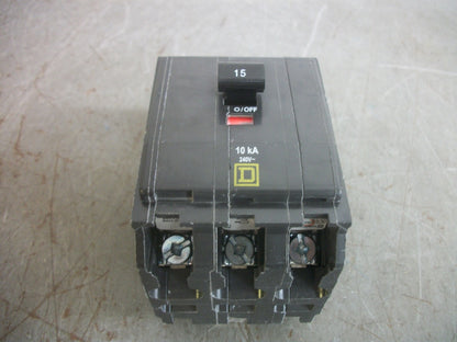 SQUARE D QOB CIRCUIT BREAKER QOB315 15AMP 240VOLT 3POLE NOB