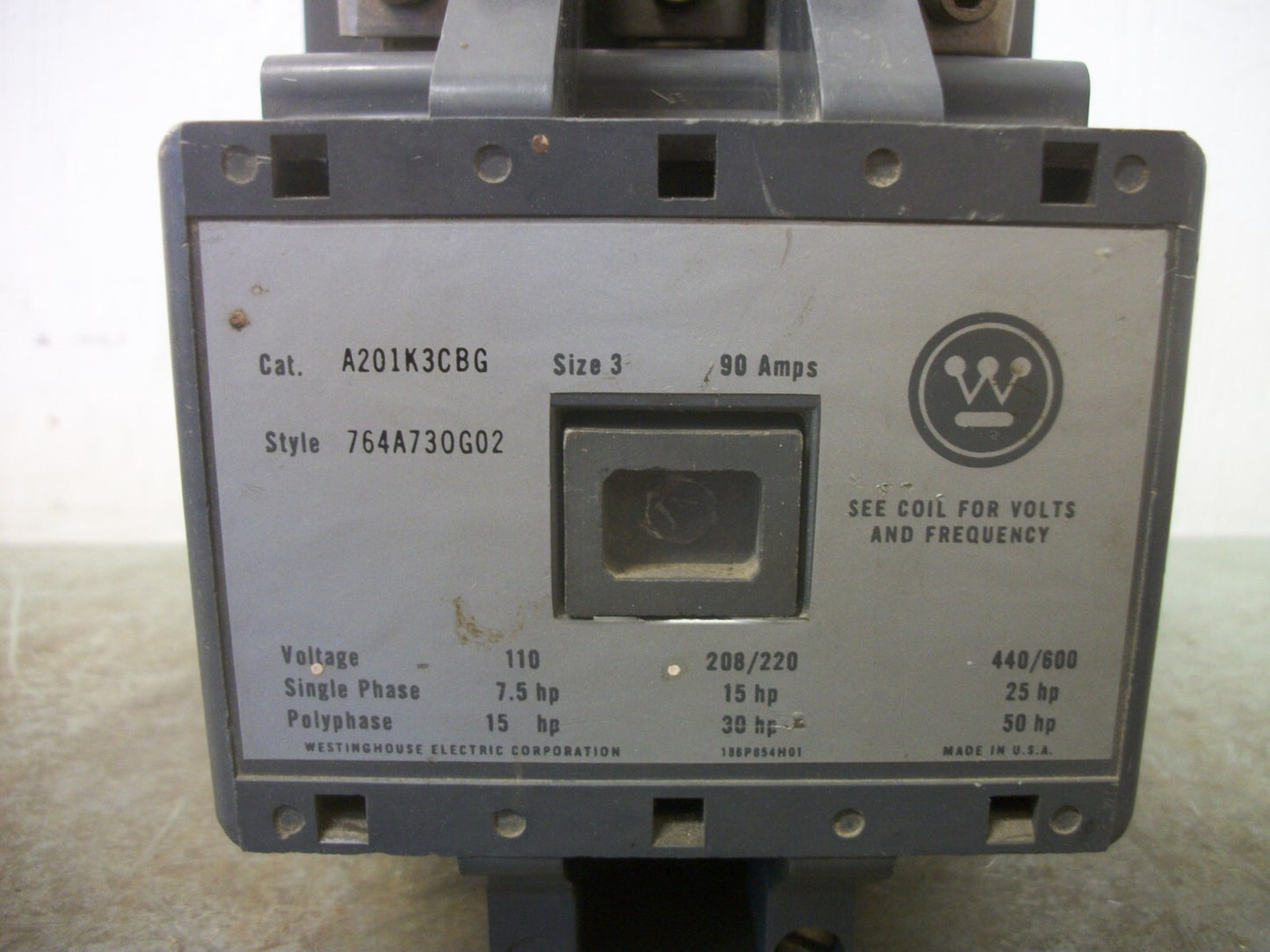 WESTINGHOUSE SIZE 3 CONTACTOR A201K3CBG 90AMP 220VCOIL 3PH 600V 50HP