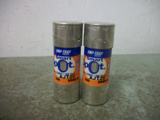 FERRAZ-SHAWMUT LOT OF 2 AMP-TRAP 2000 SMART SPOT FUSES AJT20 20AMP 600VOLT