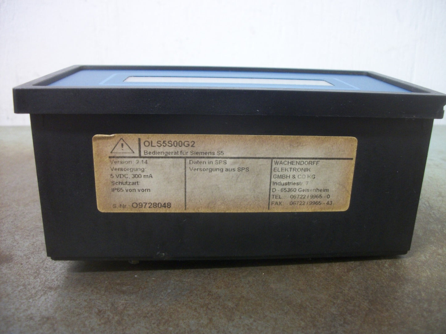 WACHENDORFF ELEKTRONIK GMBH OPUS LIGHT DISPLAY OLS5S00G2 VER 2.14 5VDC 300mA