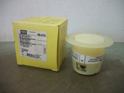 HUBBELL TWIST-LOCK FLANGED RECEPTACLE HBL2316 20AMP 125VOLT 2P 3W GRND NIB
