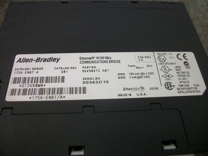 ALLEN-BRADLEY ETHERNET/IP 10/100MB/S COMMUNICATIONS BRIDGE MODULE 1756-ENBT