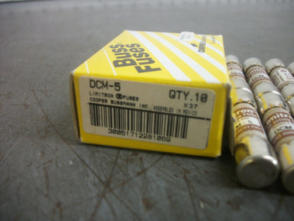 BUSSMANN BOX OF 9 LIMITRON FUSES DCM5 5AMP 600VOLT NIB