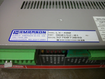 EMERSON LX-400 1KW BRUSHLESS AC SERVO DRIVE 960152-01 220VOLT 3PH 4.5AMP
