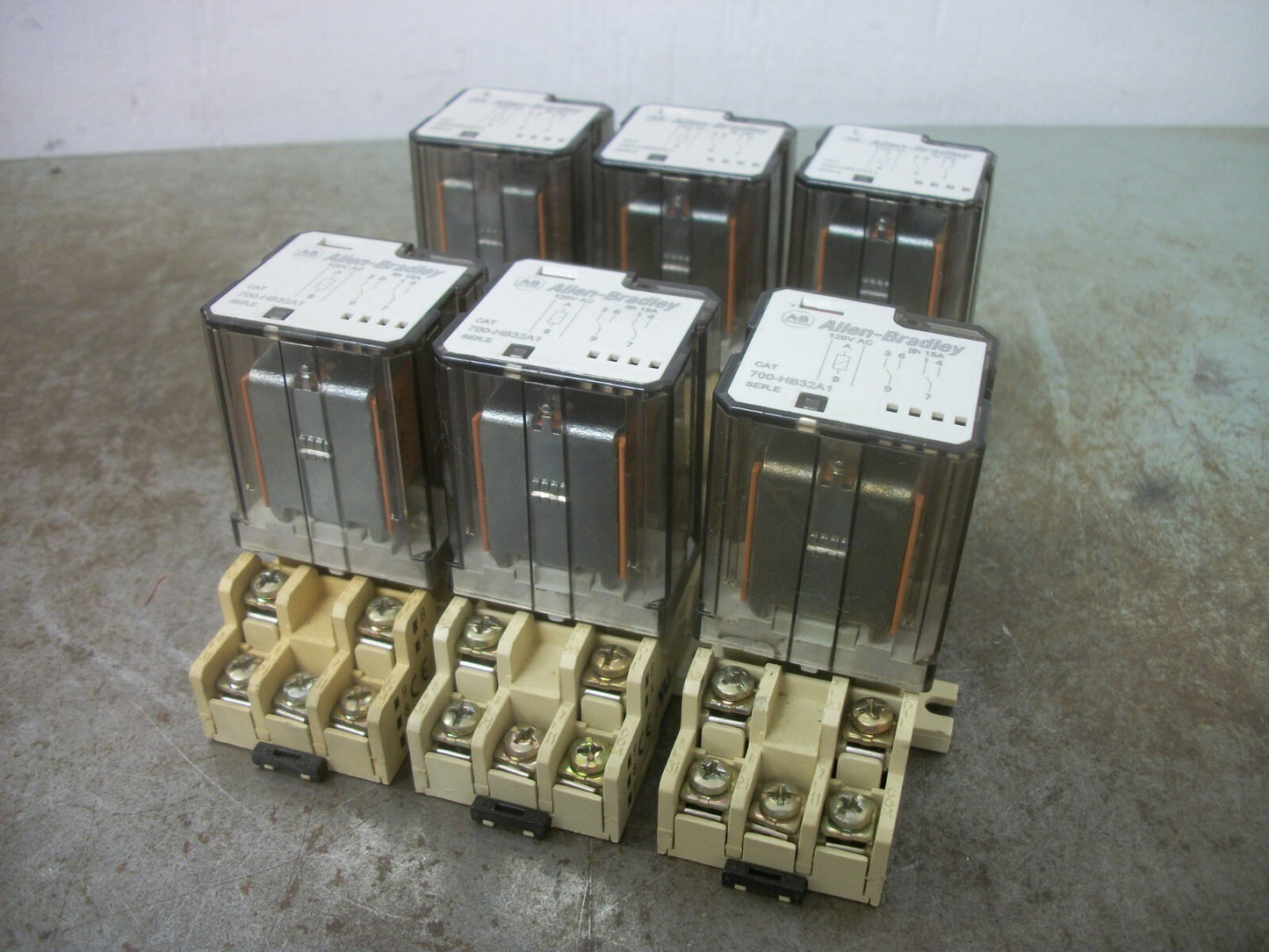 ALLEN-BRADLEY LOT OF 6 DPDT 8-PIN RELAYS 700-HB32A1 120VCOIL