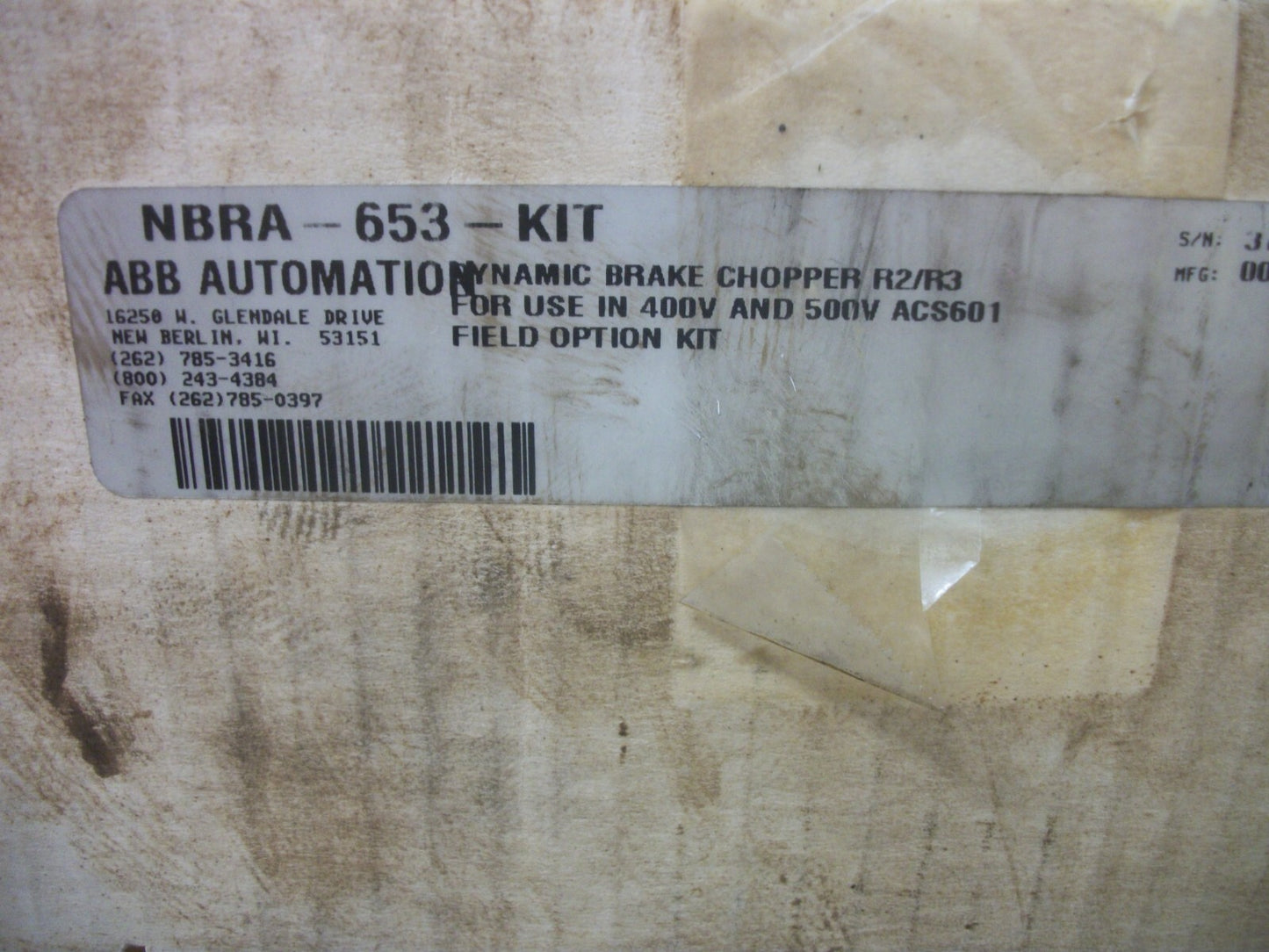 ABB DYNAMIC BRAKE CHOPPER R2/R3 NBRA-653 500VOLT 22 RMIN 22OHM 29AMP NIB