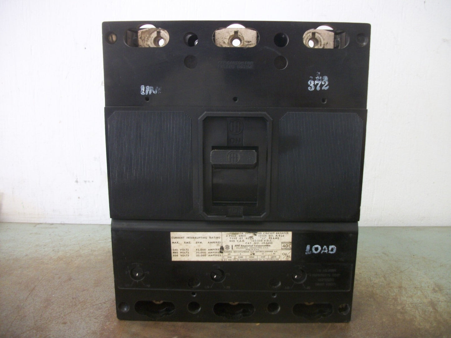 SIEMENS JJ CIRCUIT BREAKER JJ3B400 400AMP 600VOLT 3POLE
