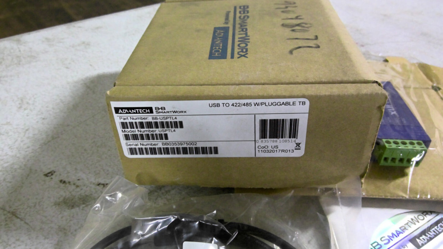 ADVANTECH USB TO 422/485 W/PLUGGABLE TB BB-USPTL4 NIB