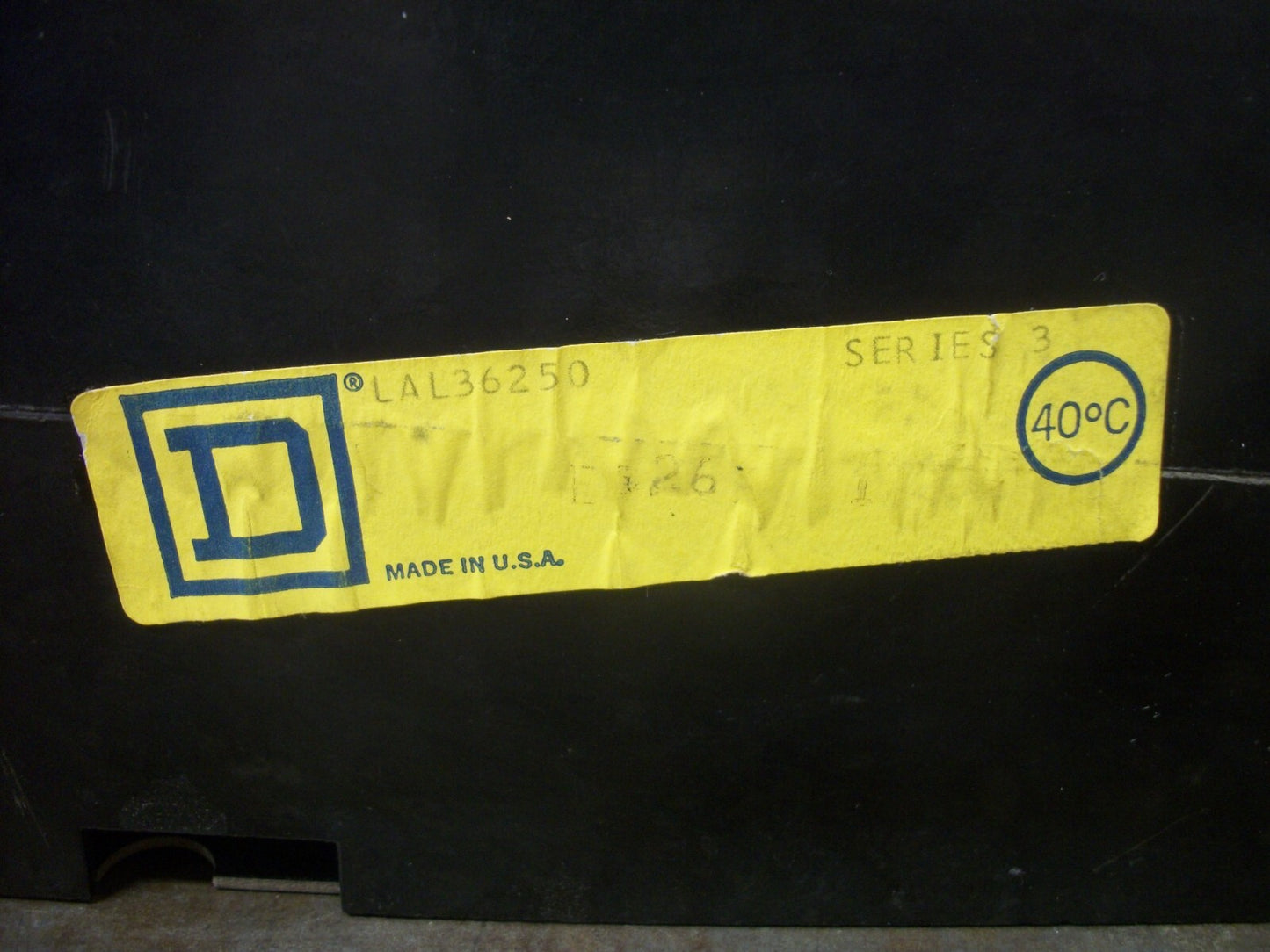 SQUARE D LAL CIRCUIT BREAKER LAL36250 250AMP 600VOLT 3POLE BLACK