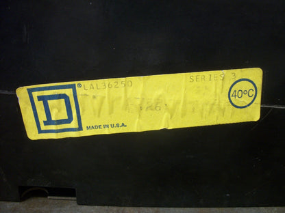 SQUARE D LAL CIRCUIT BREAKER LAL36250 250AMP 600VOLT 3POLE BLACK