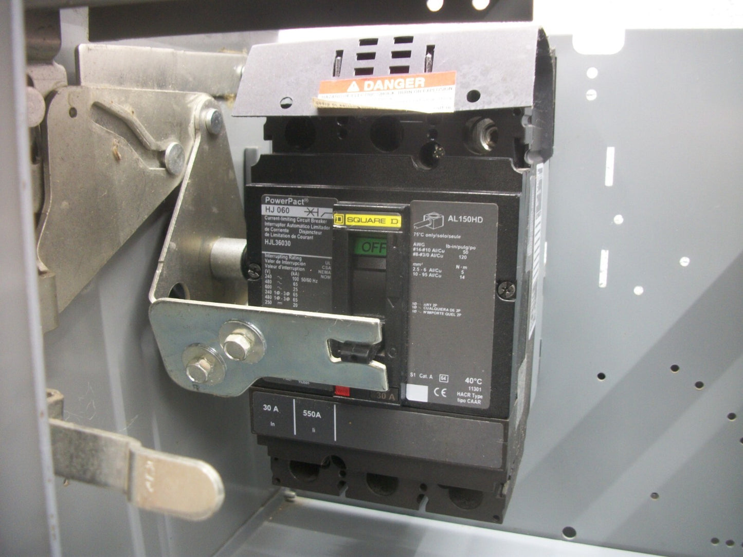 SQUARE D MCC BREAKER FEEDER BUCKET HJL36030 30AMP