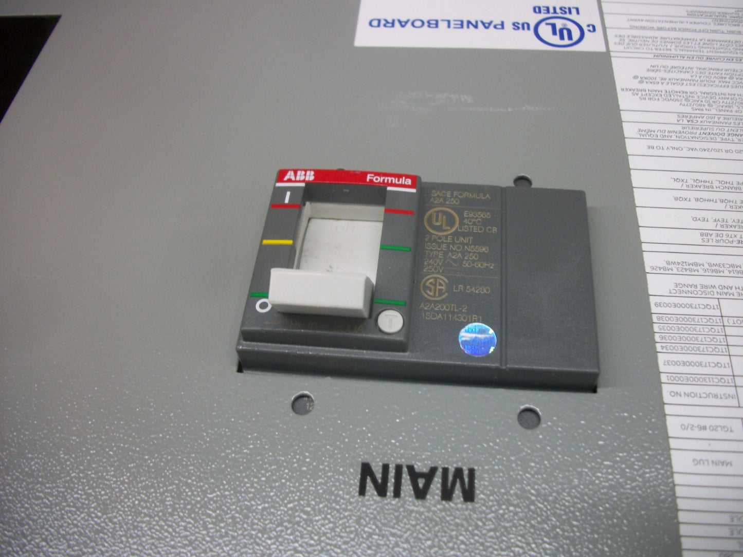 GE RELIAGEAR PANELBOARD INTERIOR AQF1302AB 225A 120/240V 1PH 200A MAIN NIB