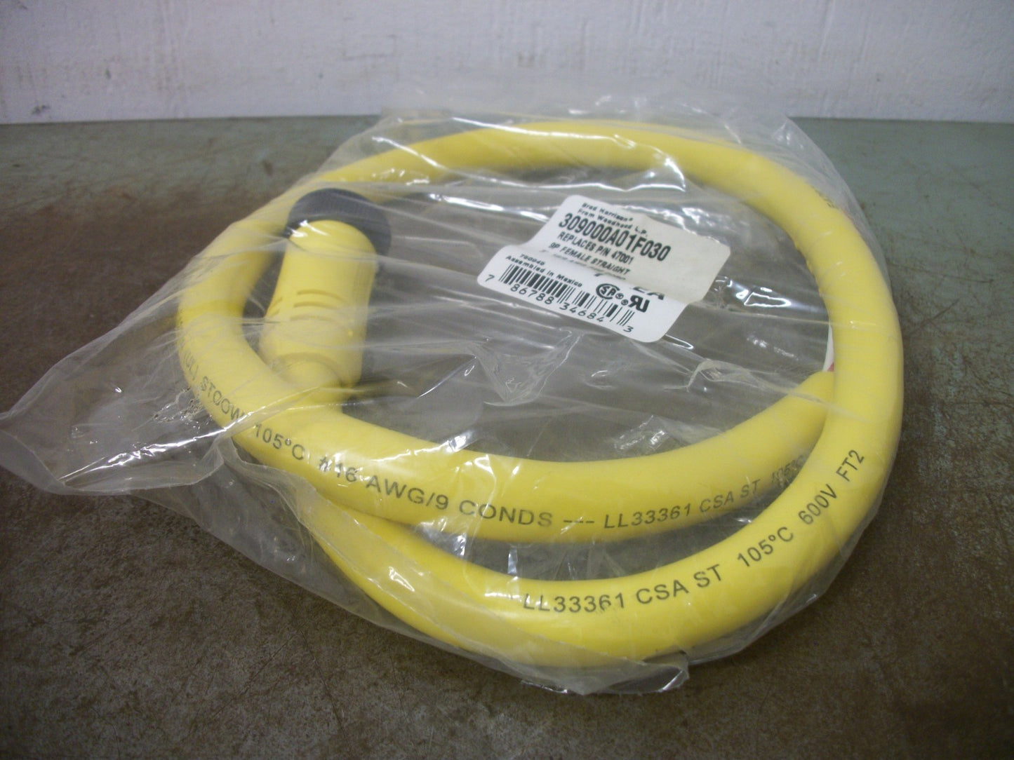 DANIEL WOODHEAD 3' STRAIGHT FEMALE CORDSET 309000A01F030 9P NEW